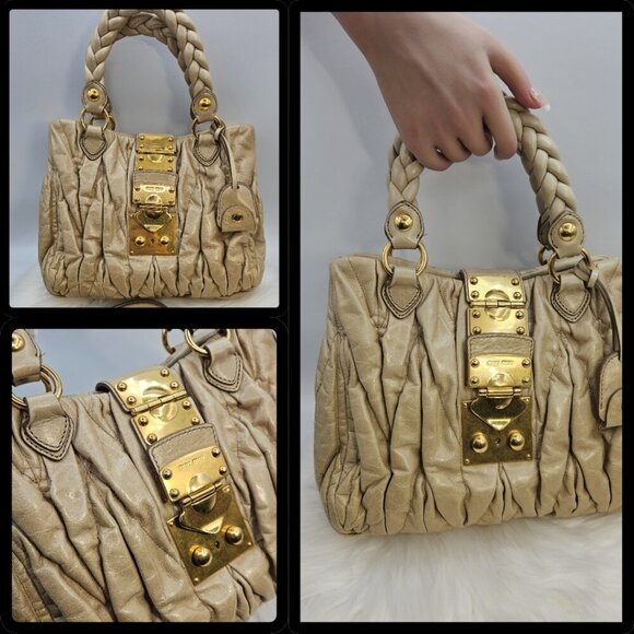 Miu Miu  Matelassé Olive Leather Two-Way Bag - Picture 14 of 17